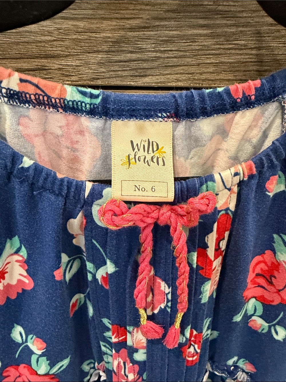 Girls' Navy Floral Ruffle Dress - Picture 2 of 3